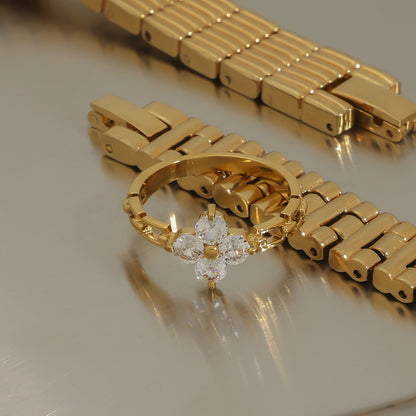 FLORA – Cubic Zirconia Ring, 18K Gold-Plated