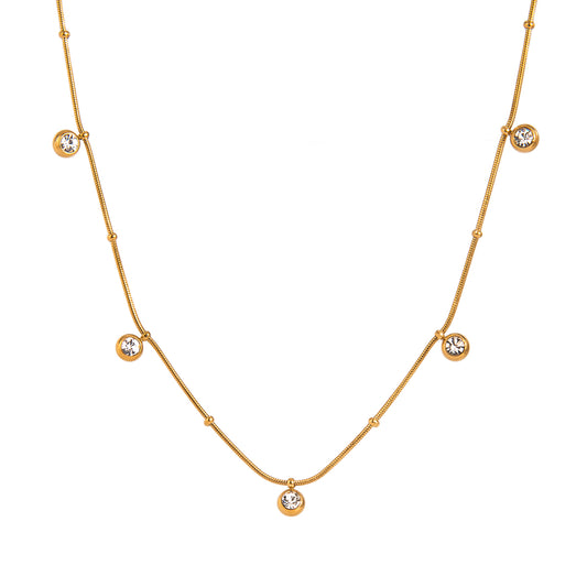 NANI – Fine Chain Necklace with Zirconia, Gold Plated