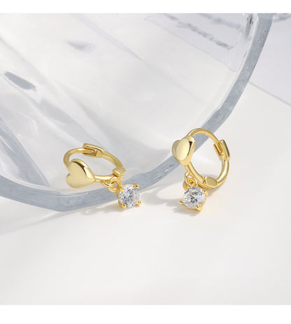 Heart Huggie Earrings, Sterling Silver & 18K Gold Plated