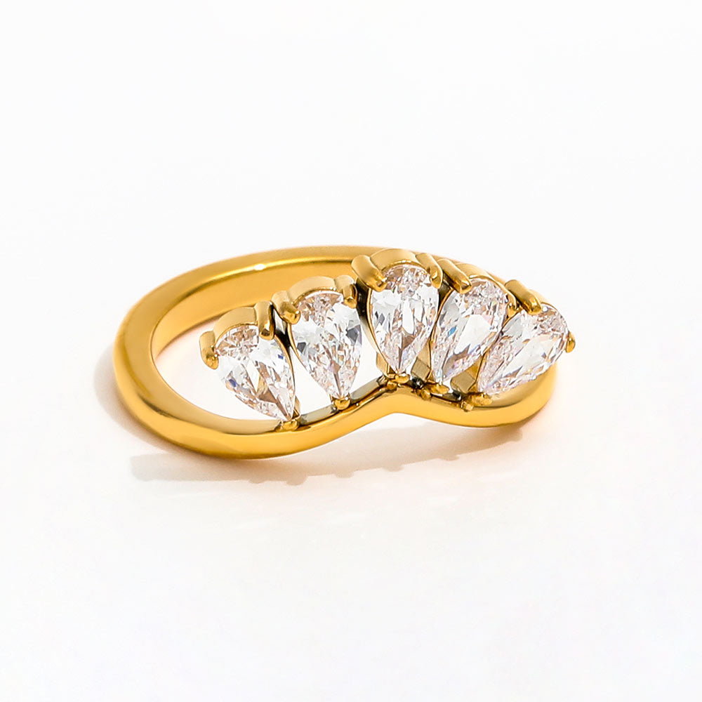 DIANA - Gold Plated Ring with Teardrop Zirconia
