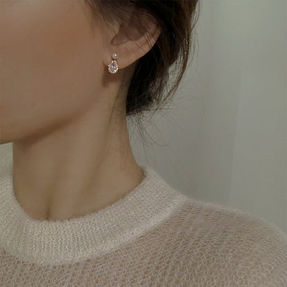 Pearl Drop Stud Earrings, Sterling Silver & Gold Plated