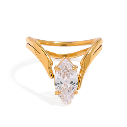 AVA – Cubic Zirconia Ring, 18K Gold-Plated