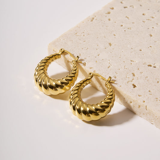 CARRIE – Chunky Rope Hoop Earrings, Gold Plated