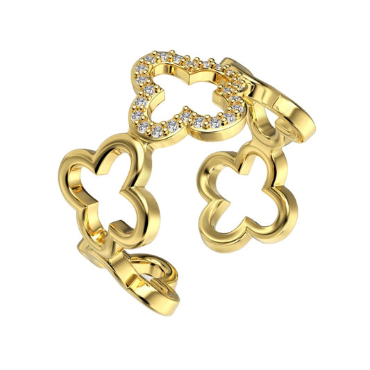 ELI – Adjustable Flower Ring, Gold-Plated Sterling Silver