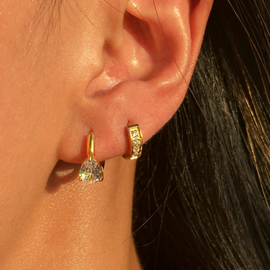 HANNI - Teardrop Zirconia Hoop Earrings