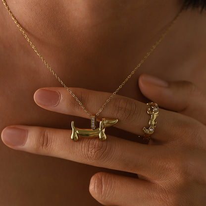 BRUNO - Dachshund Pendant Necklace, Gold Plated