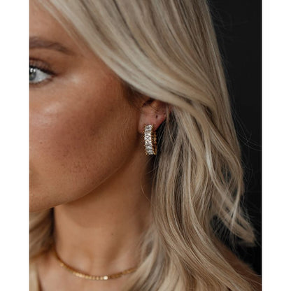 TRIXI – Zirkonia Half Hoop Earrings, Gold Plated