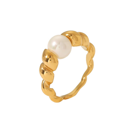 NILA – Pearl Ring, 18K Gold-Plated