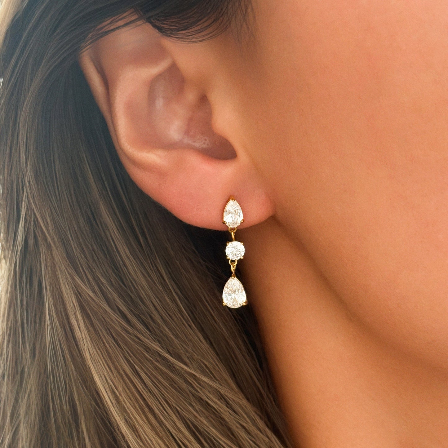 FRANKA - Teardrop Zirconia Drop Earrings