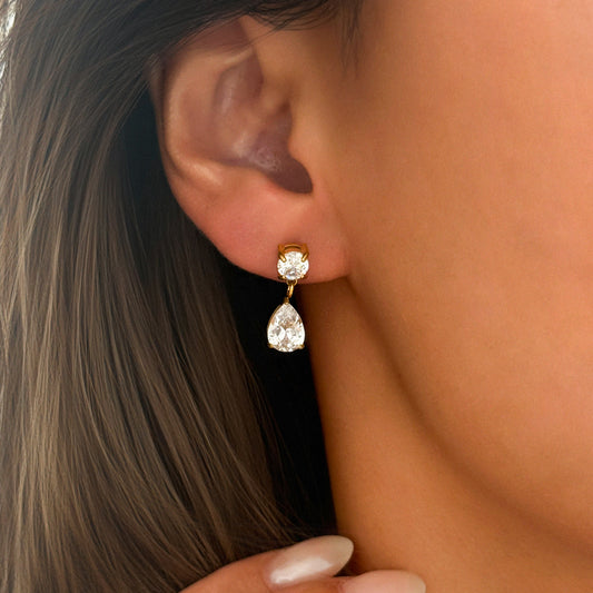 LOU - Teardrop Zirconia Stud Drop Earrings