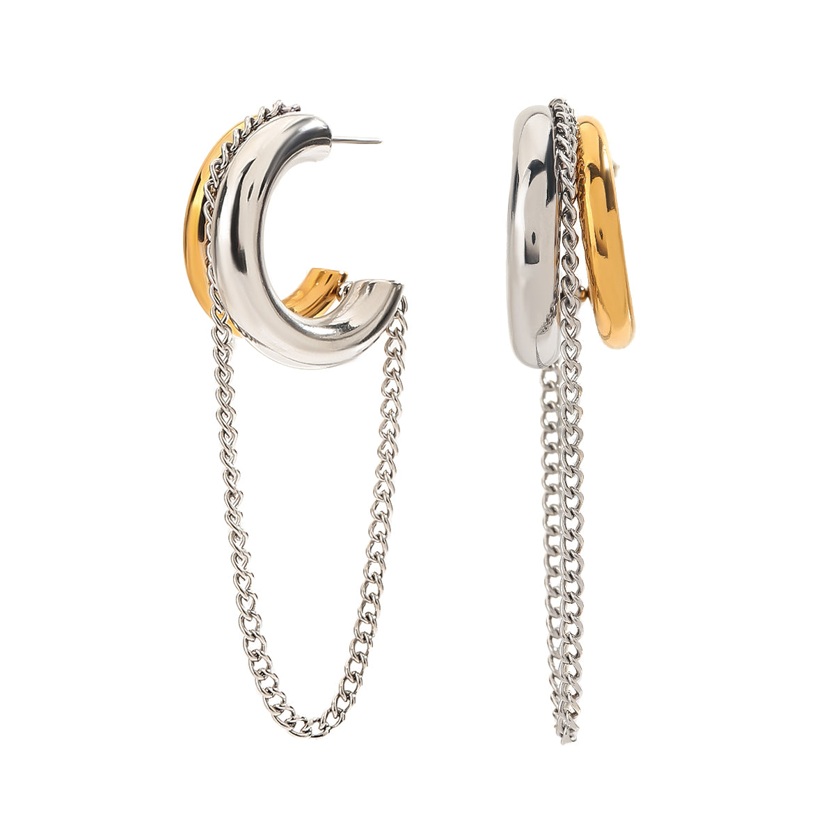 VIOLA – Chain Hoop Earrings, Two Tone