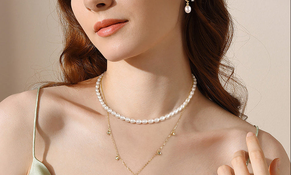 EVA – Pearl Necklace, Gold Plated