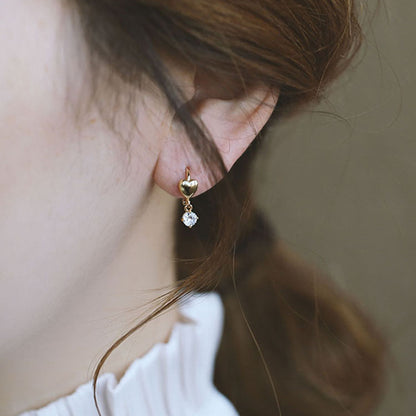 Heart Huggie Earrings, Sterling Silver & 18K Gold Plated