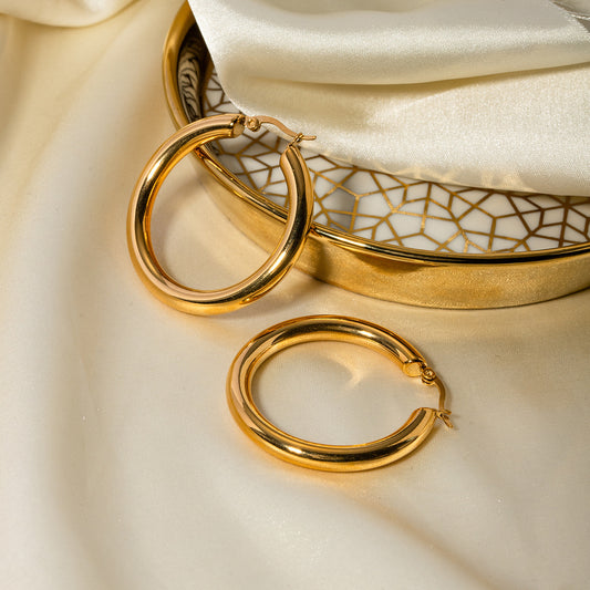 DONNA – Classic Hoop Earrings, Gold Plated