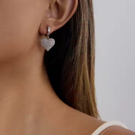 NELE – Zirkonia Heart Hoop Earrings, Sparkle