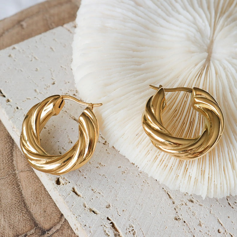 GRACIE – Twisted Hoop Earrings, Gold Plated