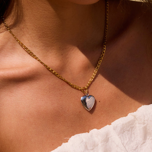 MIMI – Chunky Chain Heart Necklace, Gold Plated