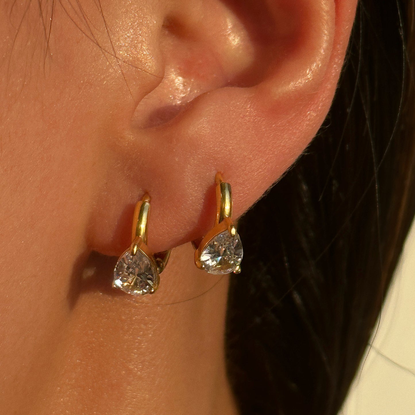 HANNI - Teardrop Zirconia Hoop Earrings