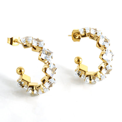 JOLA – Zirkonia Half Hoop Earrings, Gold Plated