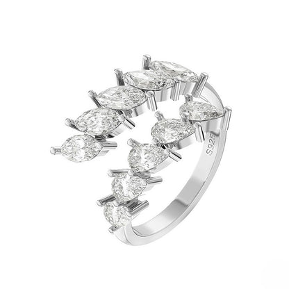 SOPHIA – Adjustable Marquise Cut Ring, Sterling Silver