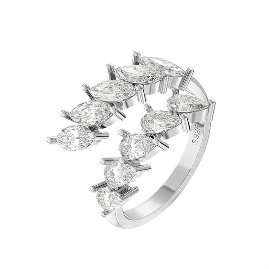 SOPHIA – Adjustable Marquise Cut Ring, Sterling Silver