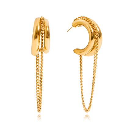 VIOLA – Chain Hoop Earrings, Gold Plated