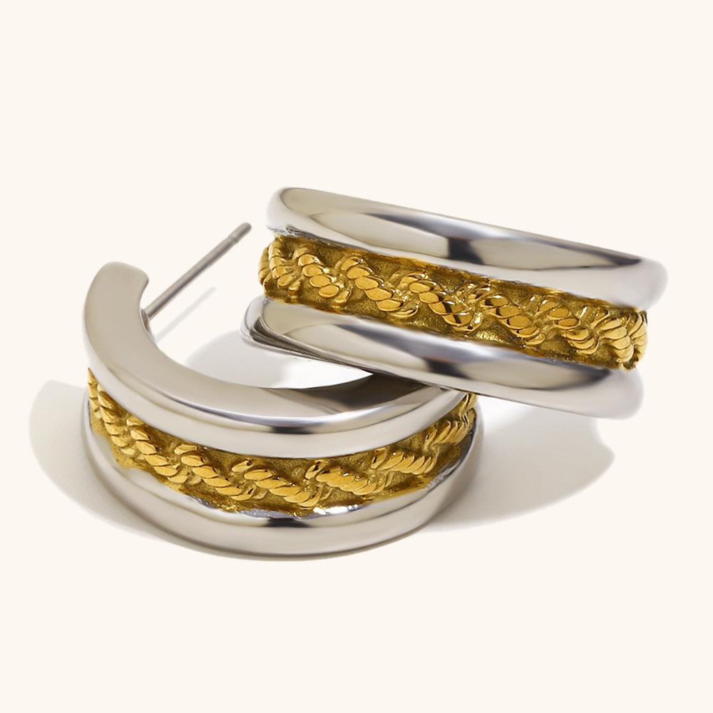 NORA – Two-Tone Half Hoop Earrings, Silver & Gold Plated