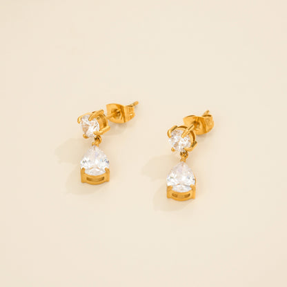 LOU - Teardrop Zirconia Stud Drop Earrings