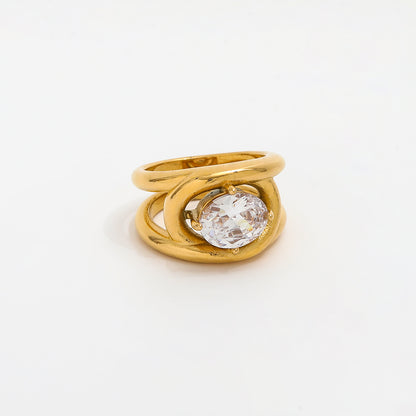 MARIE – Bezel Set Cubic Zirconia Ring, Gold-Plated