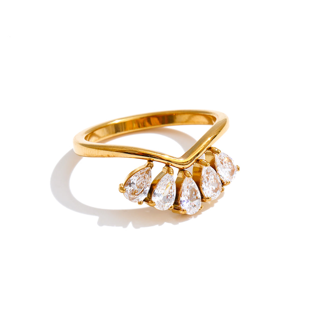 DIANA - Gold Plated Ring with Teardrop Zirconia