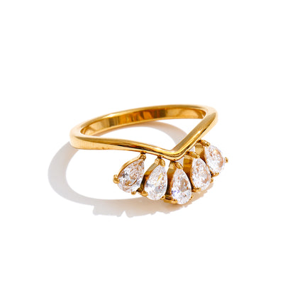 DIANA - Gold Plated Ring with Teardrop Zirconia