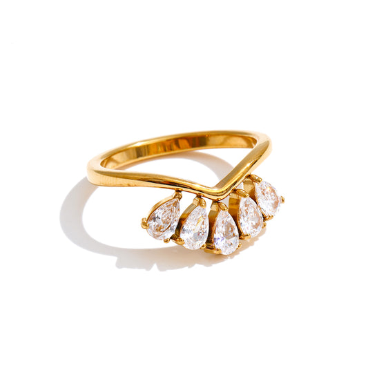 DIANA - Gold Plated Ring with Teardrop Zirconia