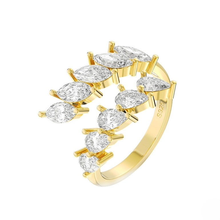 SOPHIA – Adjustable Marquise Cut Ring, Gold-Plated Sterling Silver