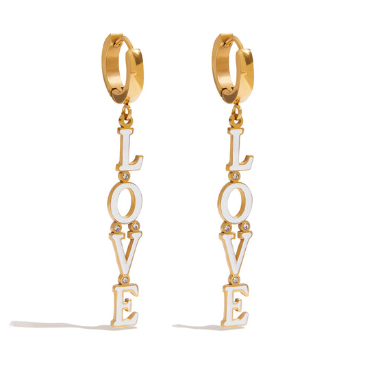 LOVE LETTERS – Letter Drop Earrings, Gold Plated