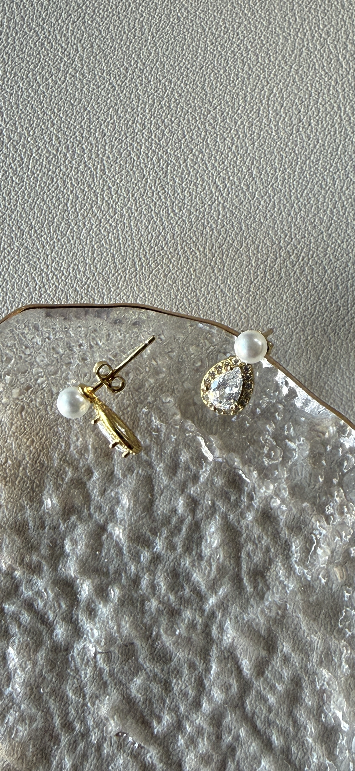 Pearl Drop Stud Earrings, Sterling Silver & Gold Plated
