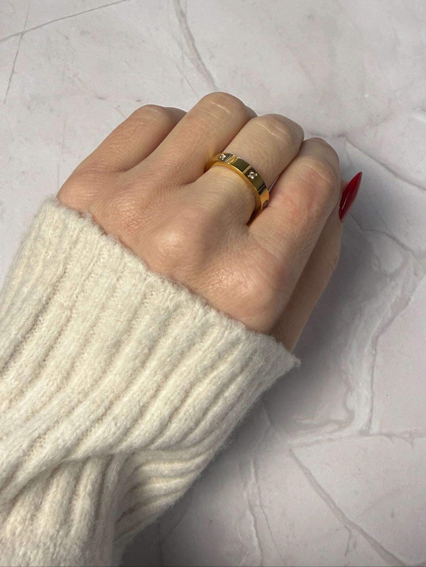 LARA – Cubic Zirconia Ring, Gold-Plated