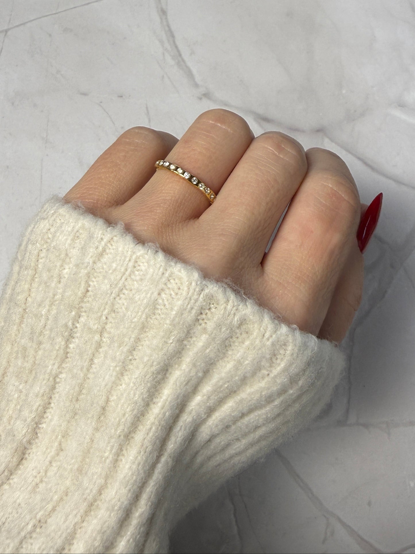 VANE – Cubic Zirconia Band Ring, Gold-Plated