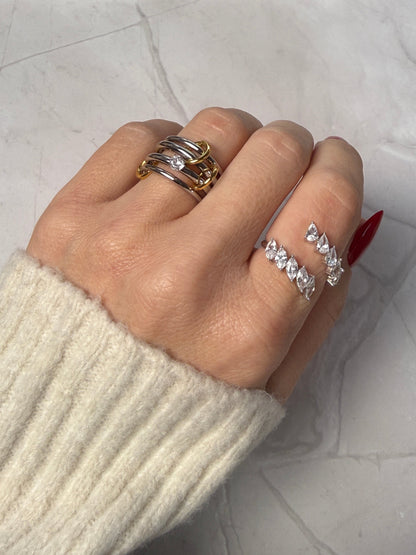 SOPHIA – Adjustable Marquise Cut Ring, Sterling Silver