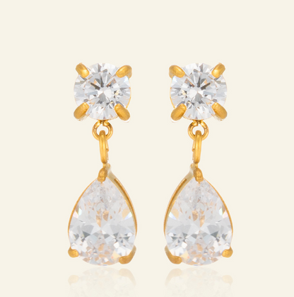 LOU - Teardrop Zirconia Stud Drop Earrings
