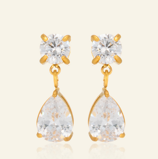 LOU - Teardrop Zirconia Stud Drop Earrings