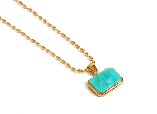 NORI – Green Stone Necklace, Gold Plated