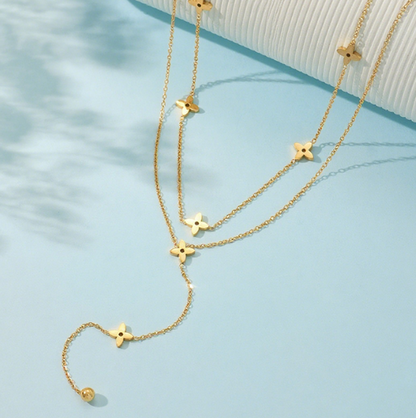 LILLY – Layered Clover Necklace, Gold Plated