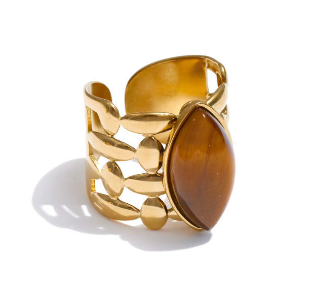 Brown Tiger Eye Ring, Verstellbar