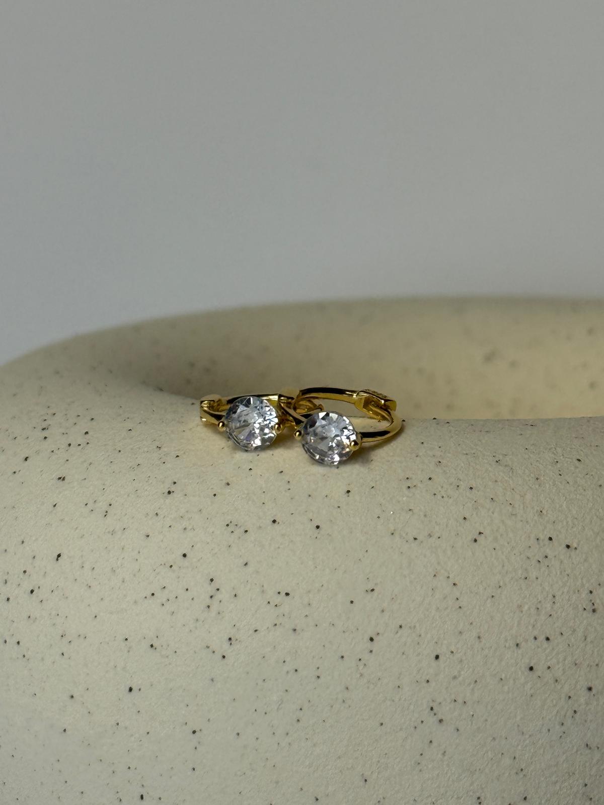 Minimal Zircon Huggie Earrings · Sterling Silver & 14K Gold Plated