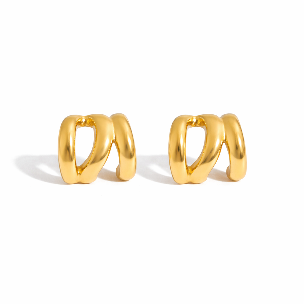 THEA – Half Hoop Stud Earrings, Gold Plated