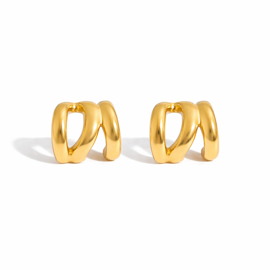 THEA – Half Hoop Stud Earrings, Gold Plated