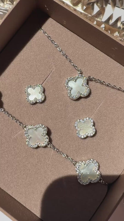 925 Sterling Silver Jewelry Set with Clover Design